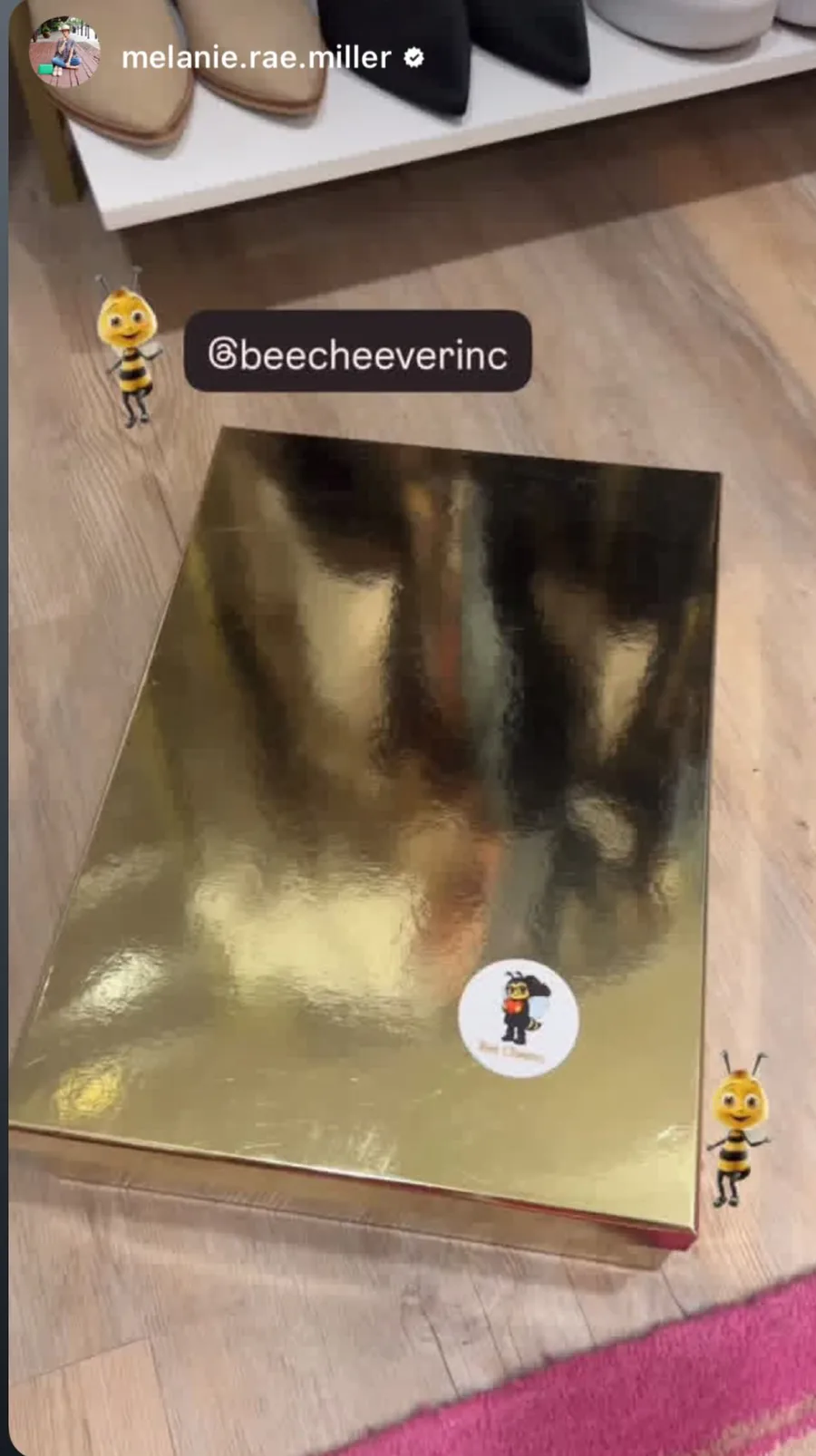 The Bee Stylish sweatshirt arriving in its gold box
