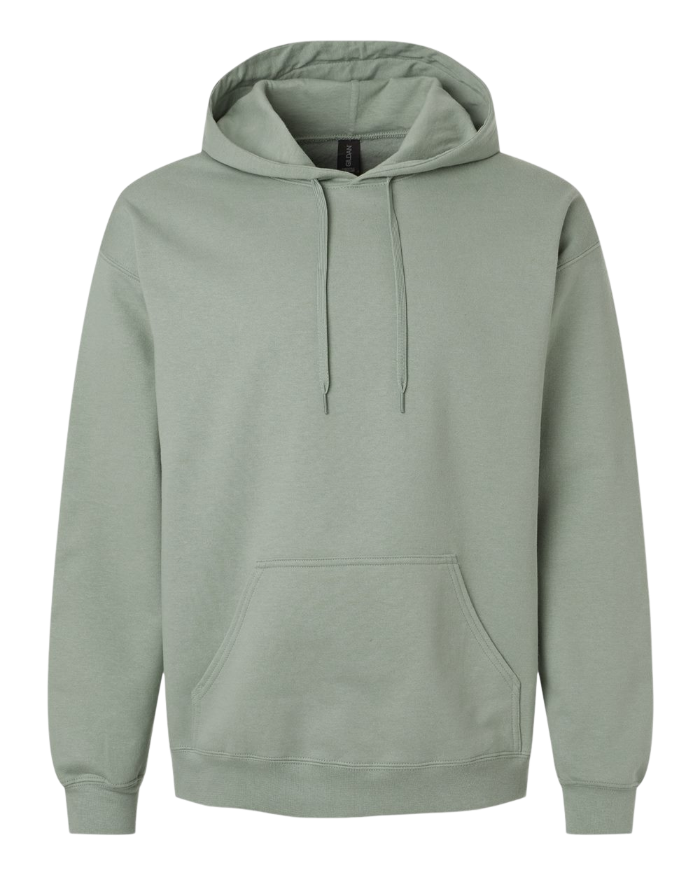 Adult Hoodie in sage, front view.