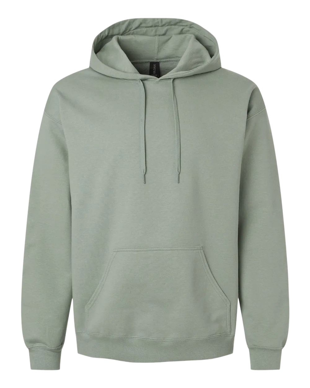 Adult Hoodie in sage, front view.