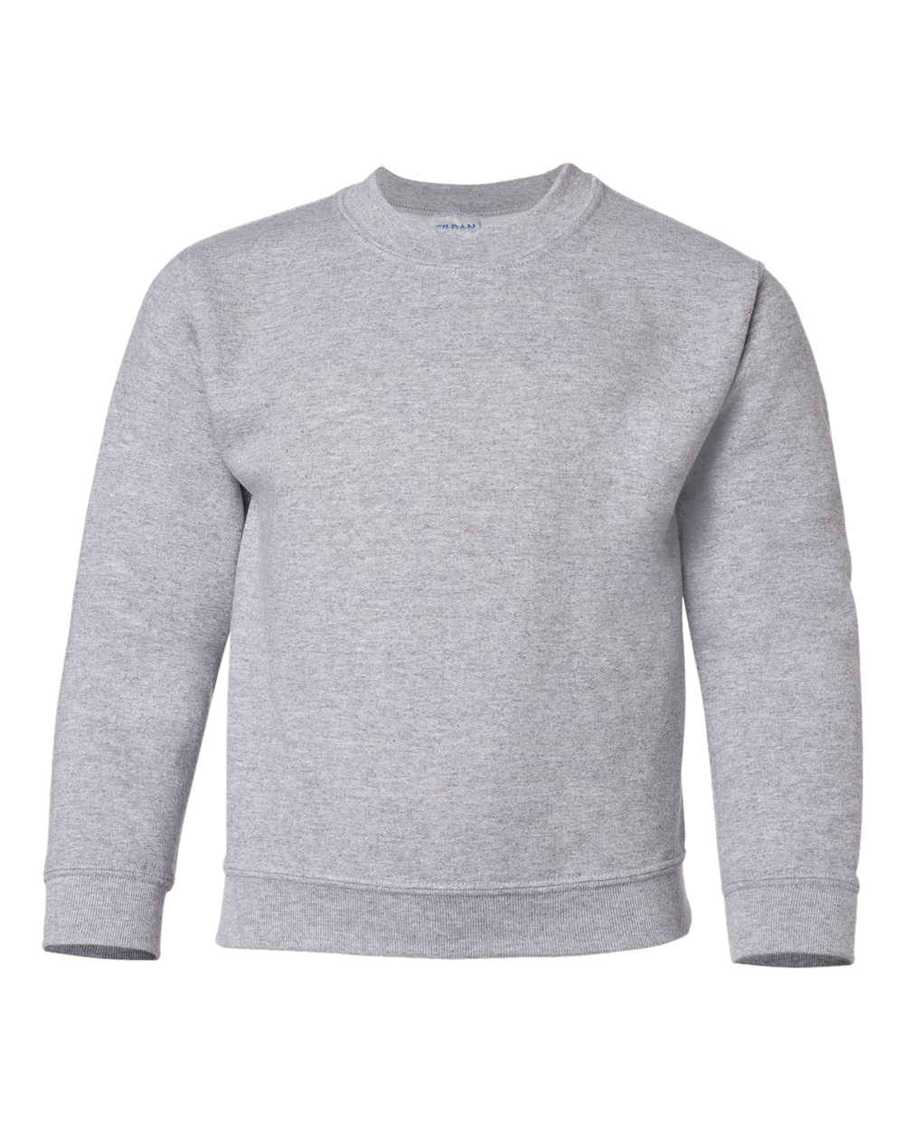 Youth Sweatshirt in sport gray, front view.